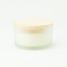 Luxe geurkaars laag frosted wit met houten deksel – small