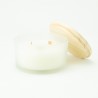 Luxe geurkaars laag frosted wit met houten deksel – small