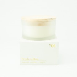 bougie parfumée de luxe avec couvercle en bois – blanc effet grivé