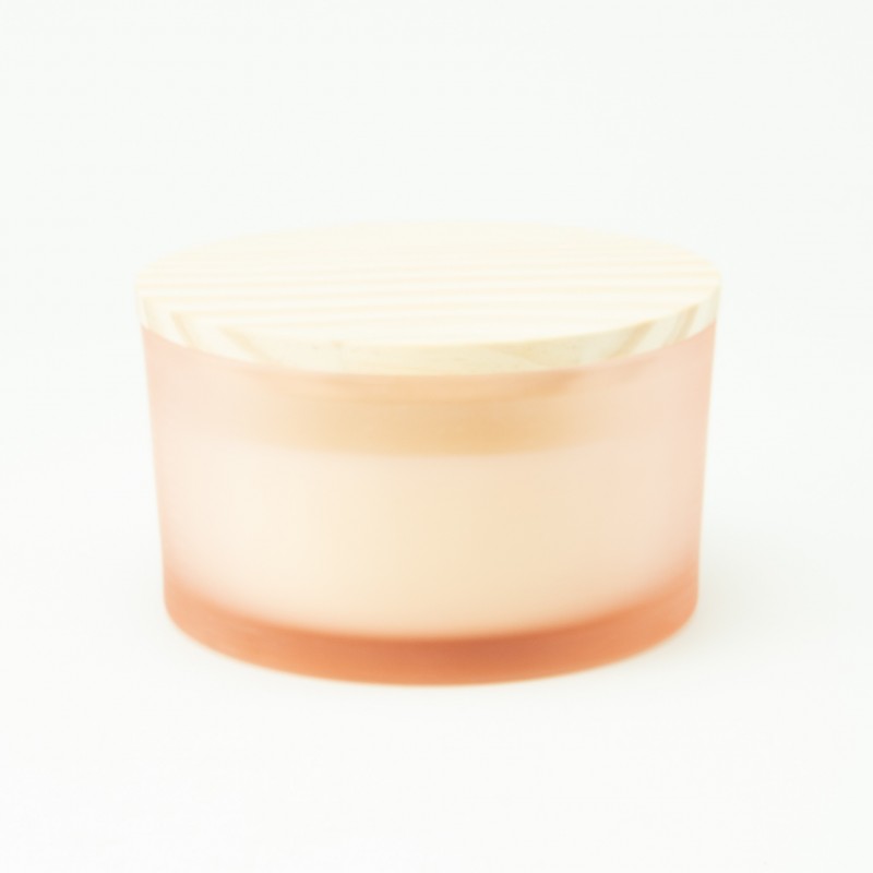 bougie parfumée de luxe avec couvercle en bois – blush effet grivé