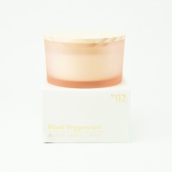 bougie parfumée de luxe avec couvercle en bois – blush effet grivé