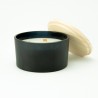 bougie parfumée de luxe avec couvercle en bois – noir effet grivé