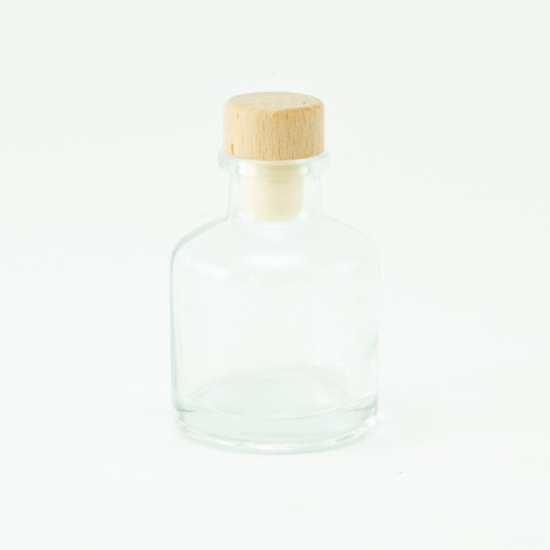 Geurflesje 50ml met houten schroefdop - transparant