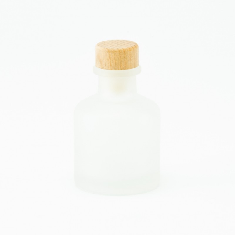 diffuseur de parfum 50ml avec bouchon en bois – blanc effet givré