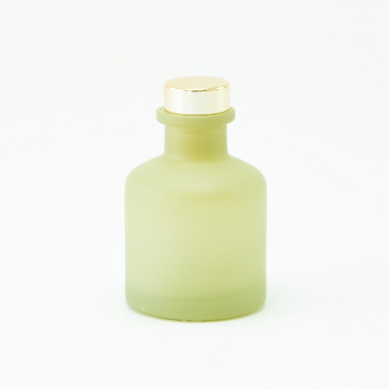 diffuseur de parfum 50ml avec bouchon en or – vert soie effet givré