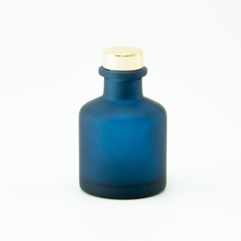 Geurflesje 50ml met gouden schroefdop - frosted marineblauw