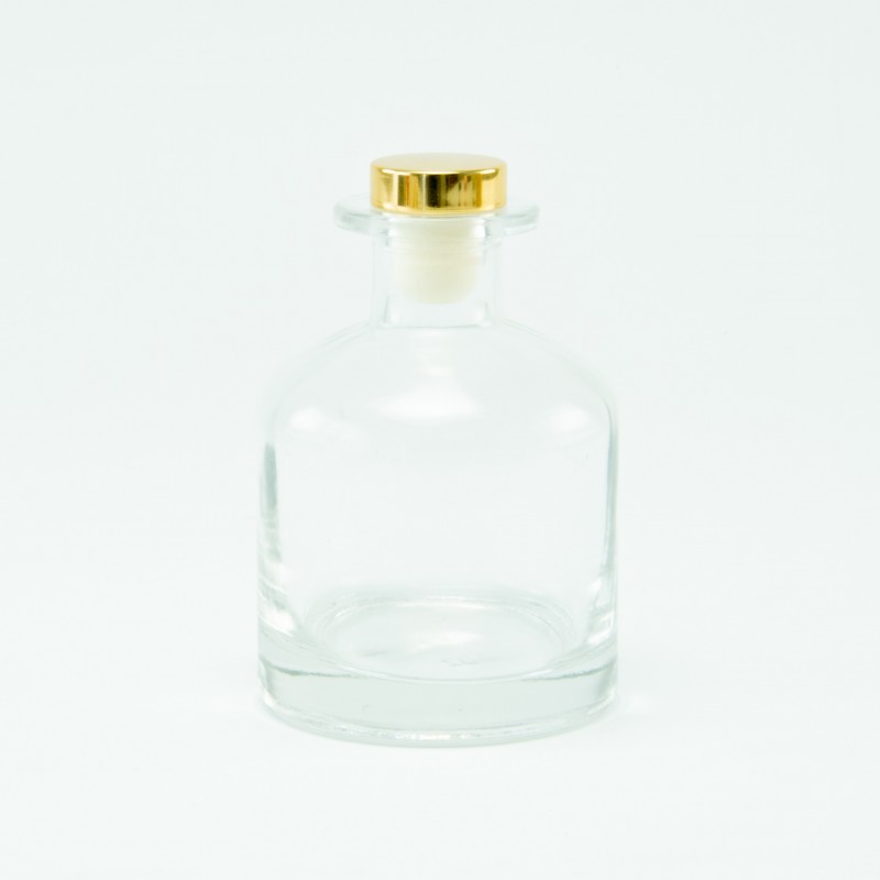 Geurfles 250ml met gouden schroefdop - transparant