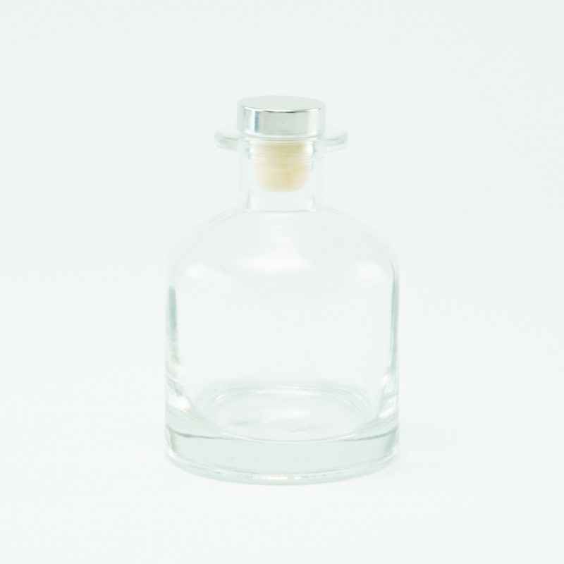 Geurfles 250ml met zilveren schroefdop - transparant