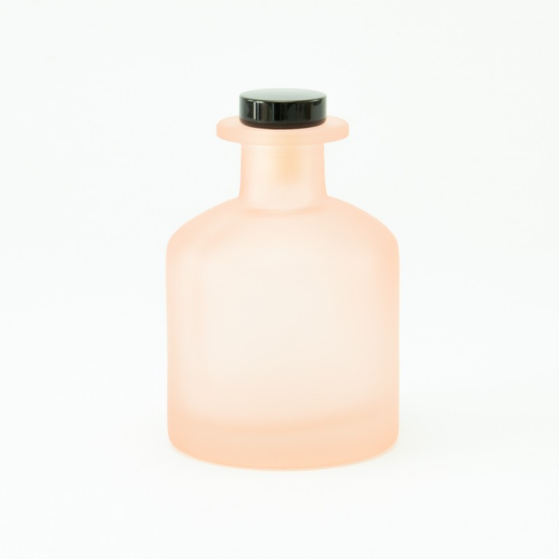 Geurfles 250ml met zwarte schroefdop - frosted blush