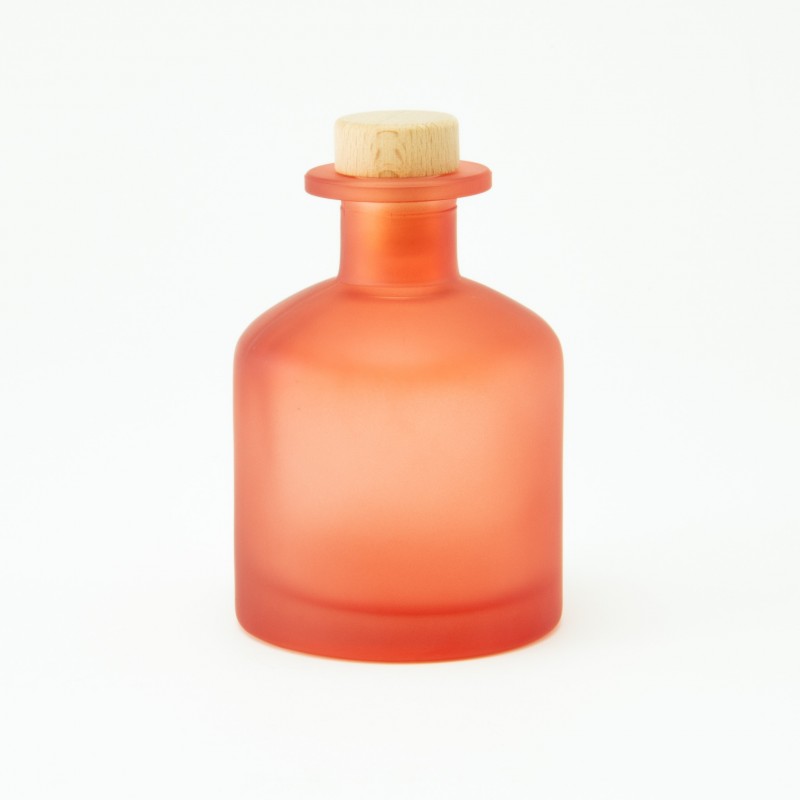 Geurfles 250ml met houten schroefdop - frosted terracotta