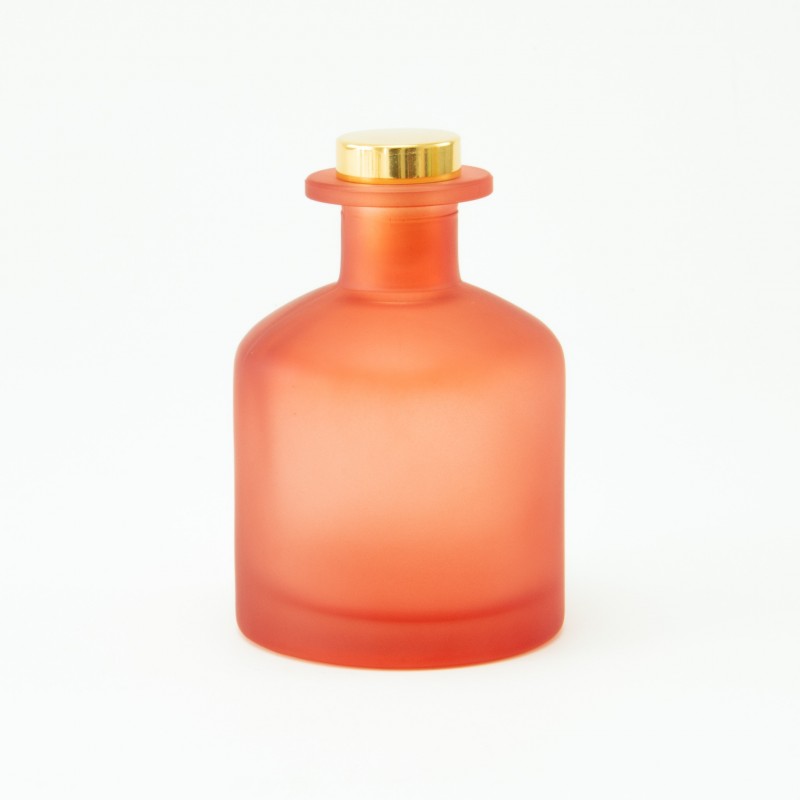 diffuseur de parfum 250ml avec bouchon en or – terracotta effet givré