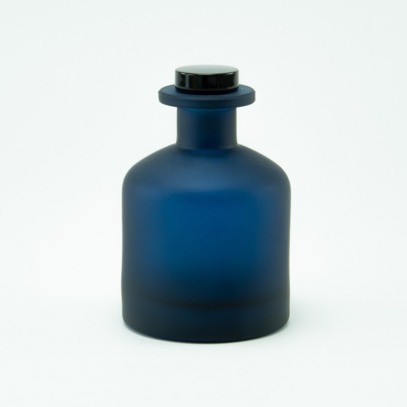 Geurfles 250ml met zwarte schroefdop - frosted marineblauw
