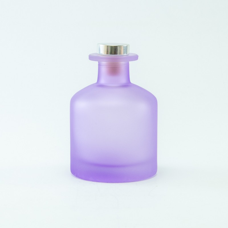 Geurfles 250ml met zilveren schroefdop - frosted lila