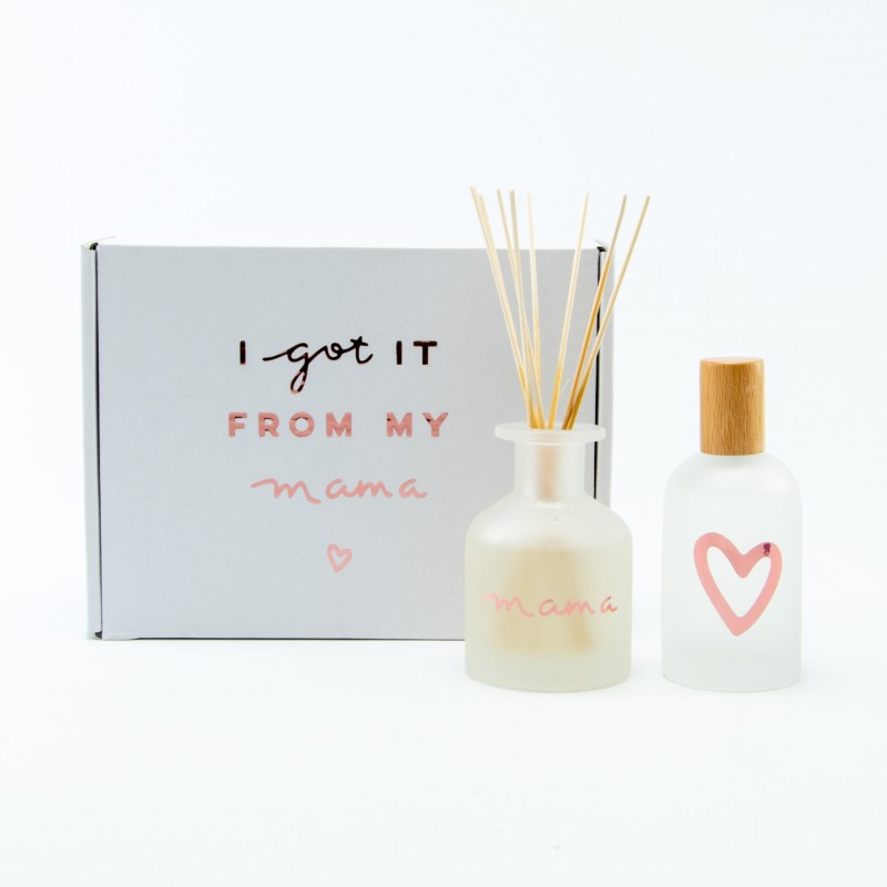 boîte cadeau de luxe avec diffuseur de parfum 100ml et spray d'ambiance 100ml - blanc effet grivé