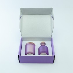 Luxegiftbox geurkaars & diffuser gevuld - frosted lila