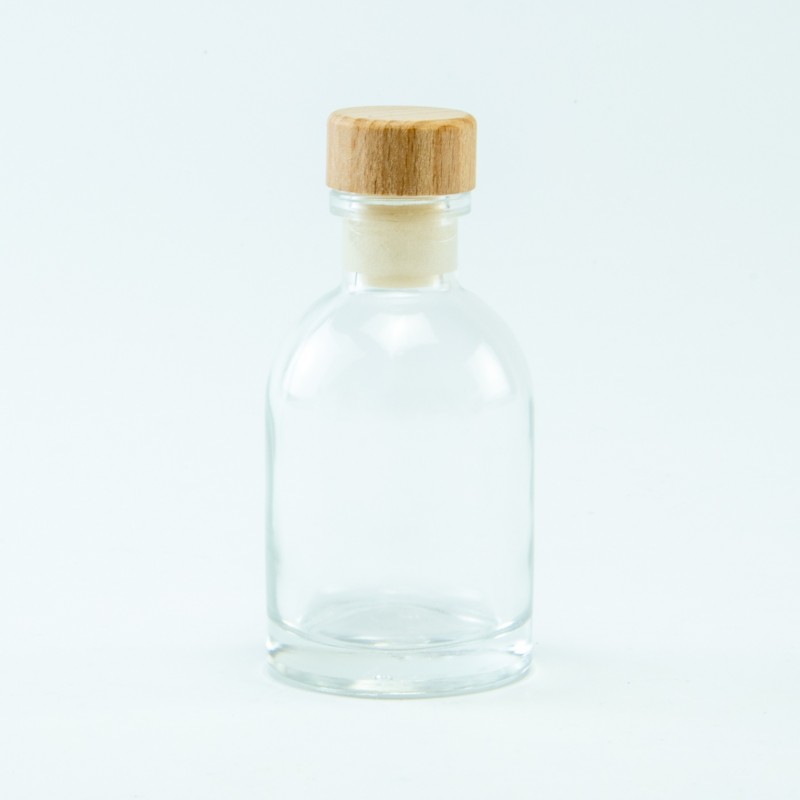 Luxe flesje transparant met houten dop - 50 ml