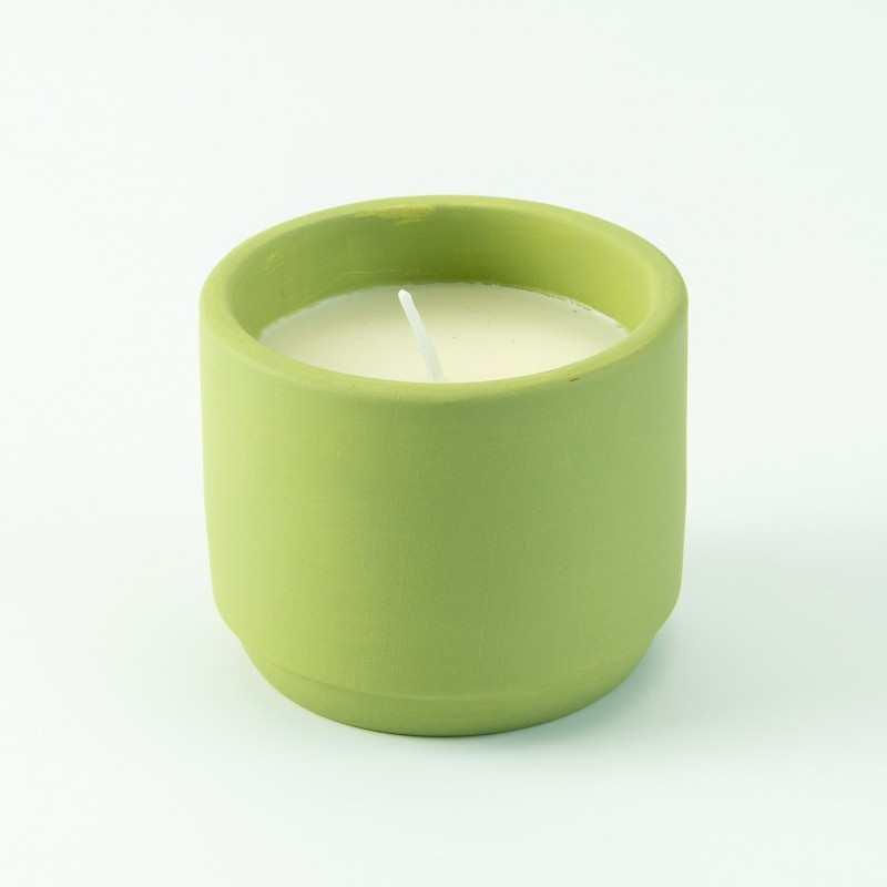 Petit pot de fleurs avec bougie - vert soie