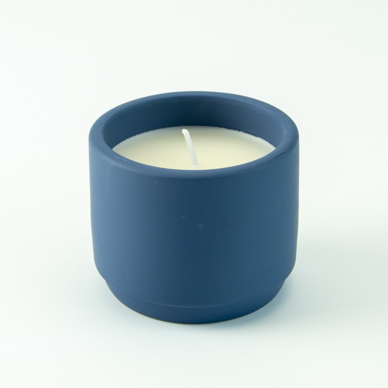 Petit pot de fleurs avec bougie - bleu marine