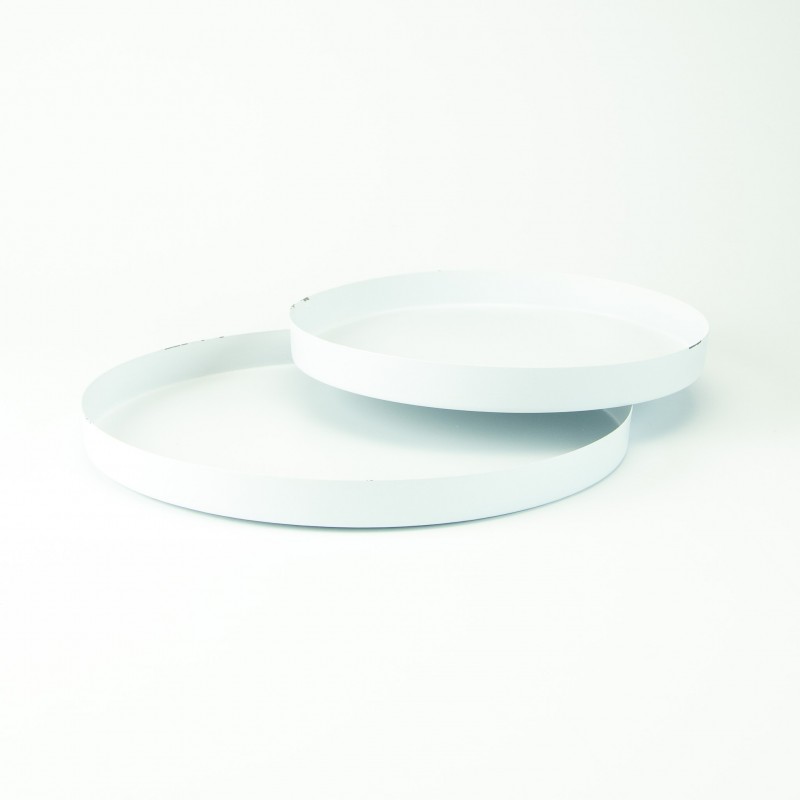 Set de 2 plateaux ronds en métal - Blanc