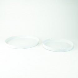 Set de 2 plateaux ronds en métal - Blanc
