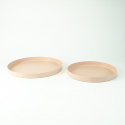 Set de 2 plateaux ronds en métal - Blush