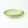 Set van 2 metalen dienbladen rond - zijdegroen