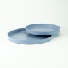 Set van 2 metalen dienbladen rond - blauw