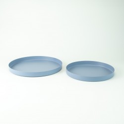 Set de 2 plateaux ronds en métal - bleu