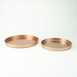 Set van 2 metalen dienbladen rond - rosé goud