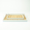 Set de 2 plateaux rectangle en métal avec cannage rotin - Blanc