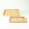 Set van 2 metalen dienbladen rechthoek met riet - blush