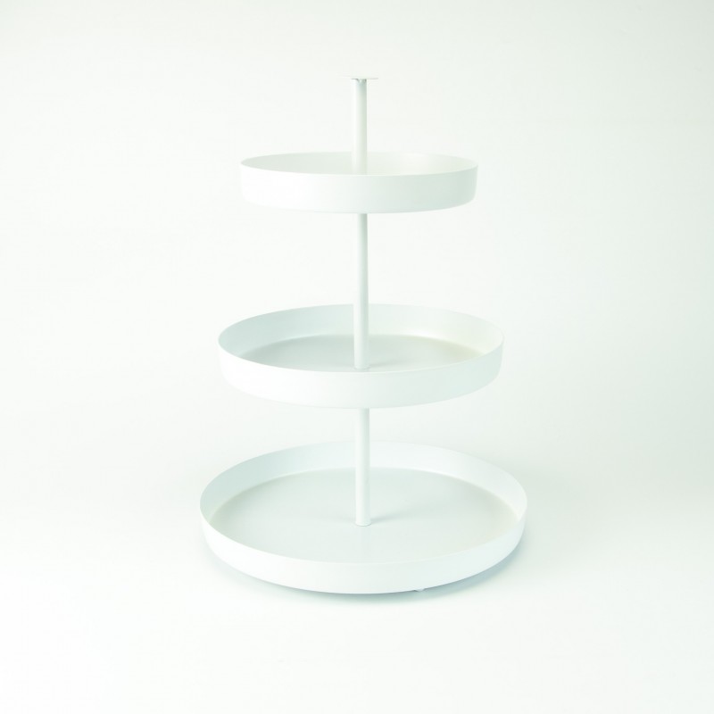 Etagère métal ronde 3 niveaux - blanc