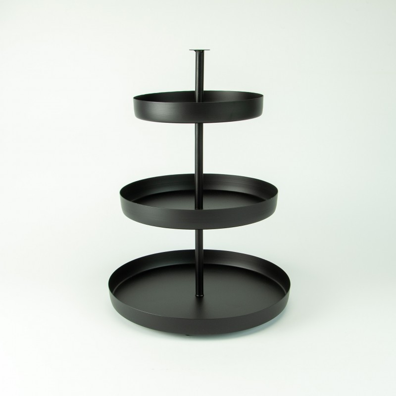 Metalen étagère 3 niveau's rond - zwart