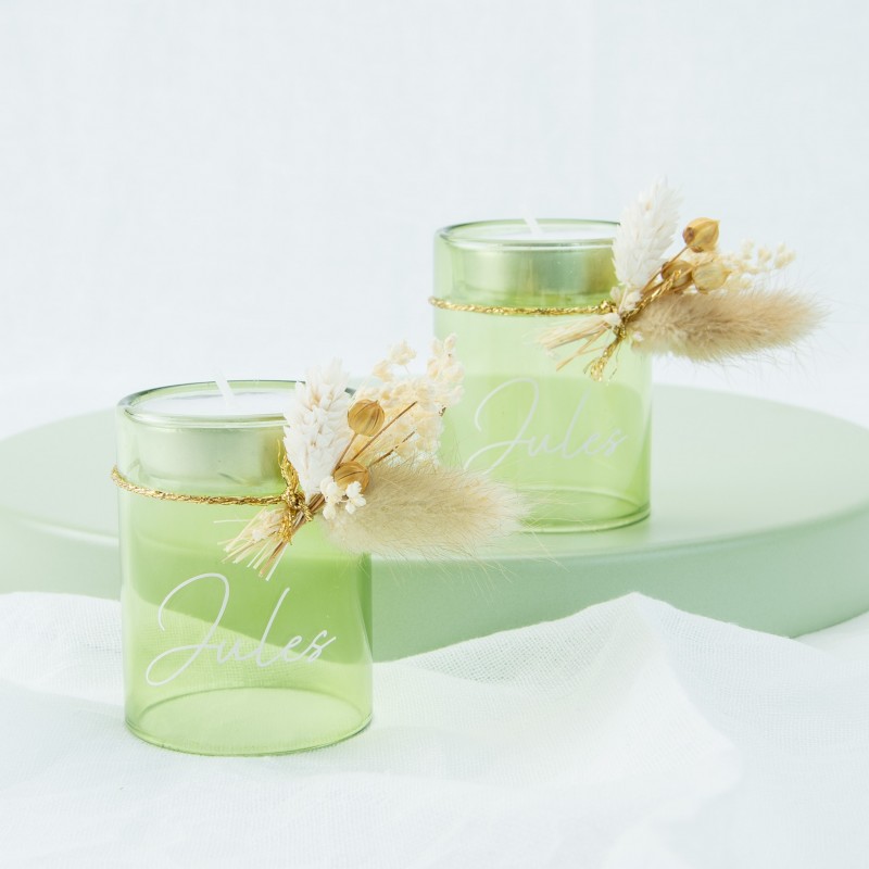 theelichthouder dubbelwandig - zijdegroen