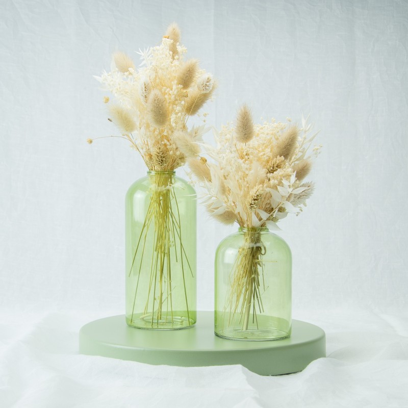 Set van 2 glazen vazen - zijdegroen