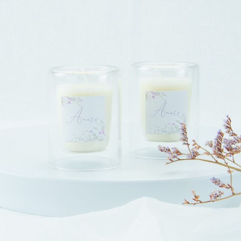 dubbelwandig glaasje met kaars - transparant