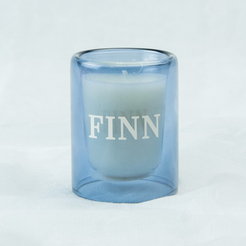 dubbelwandig glaasje met kaars - blauw