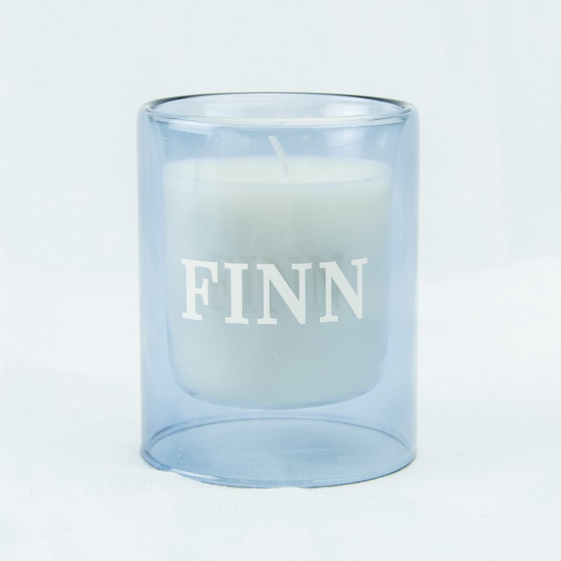 dubbelwandig glas met kaars - blauw