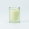 dubbelwandig glaasje met kaars - zijdegroen
