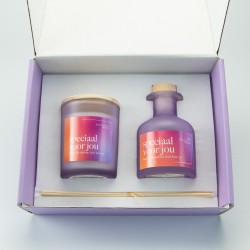 boîte cadeau de luxe personnalisée avec bougie parfumée 100gr et diffuseur de parfum 100ml - speciaal voor jou