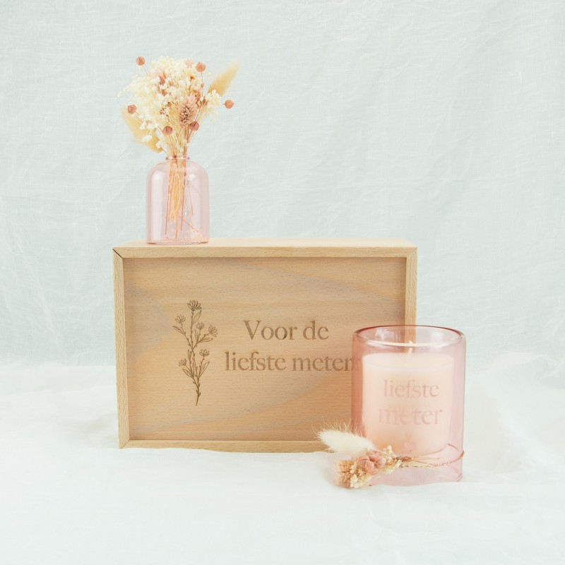 Houten kistje met schuifdeksel 23 cm x 16 cm x 10 cm