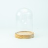 Glazen globe met houten voetstuk 15cm