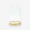 Glazen globe met houten voetstuk 19cm