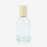 Glazen roomsprayflesje met houten dop 50 ml - transparant