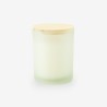 Geurkaars met houten deksel - frosted wit