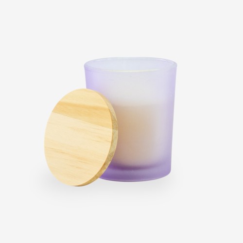Geurkaarsje met houten deksel - frosted lila