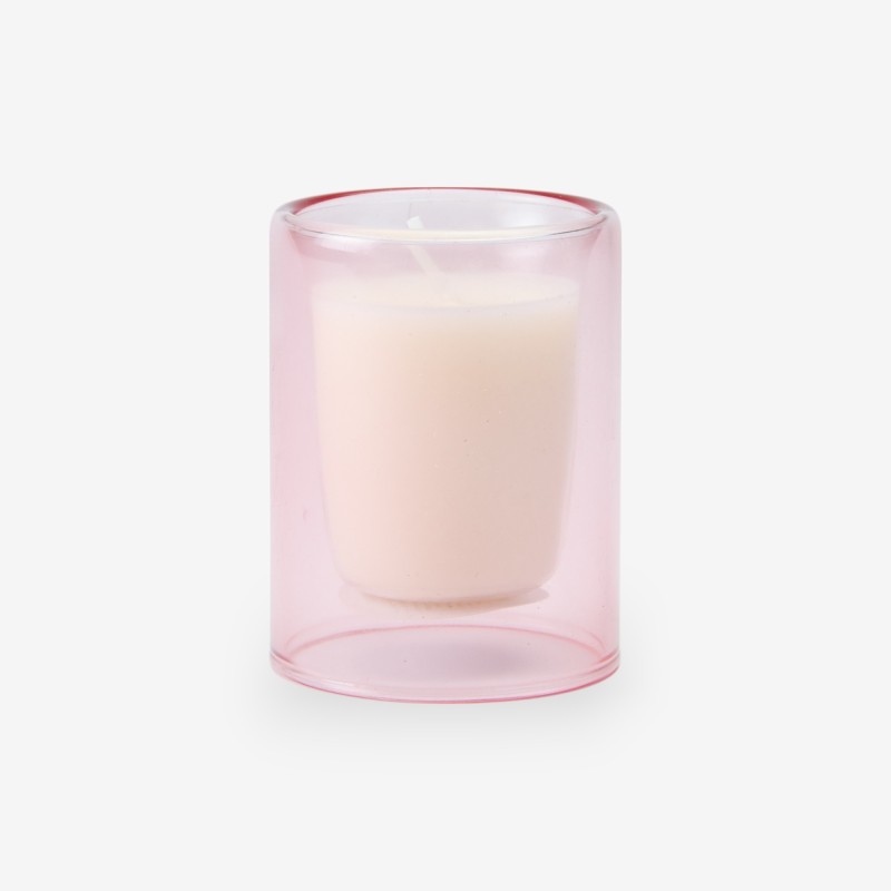 dubbelwandig glaasje met kaars - blush
