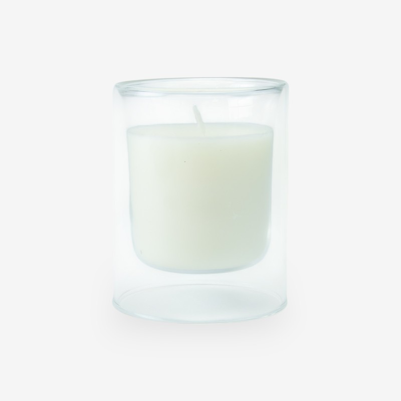 dubbelwandig glas met kaars - transparant