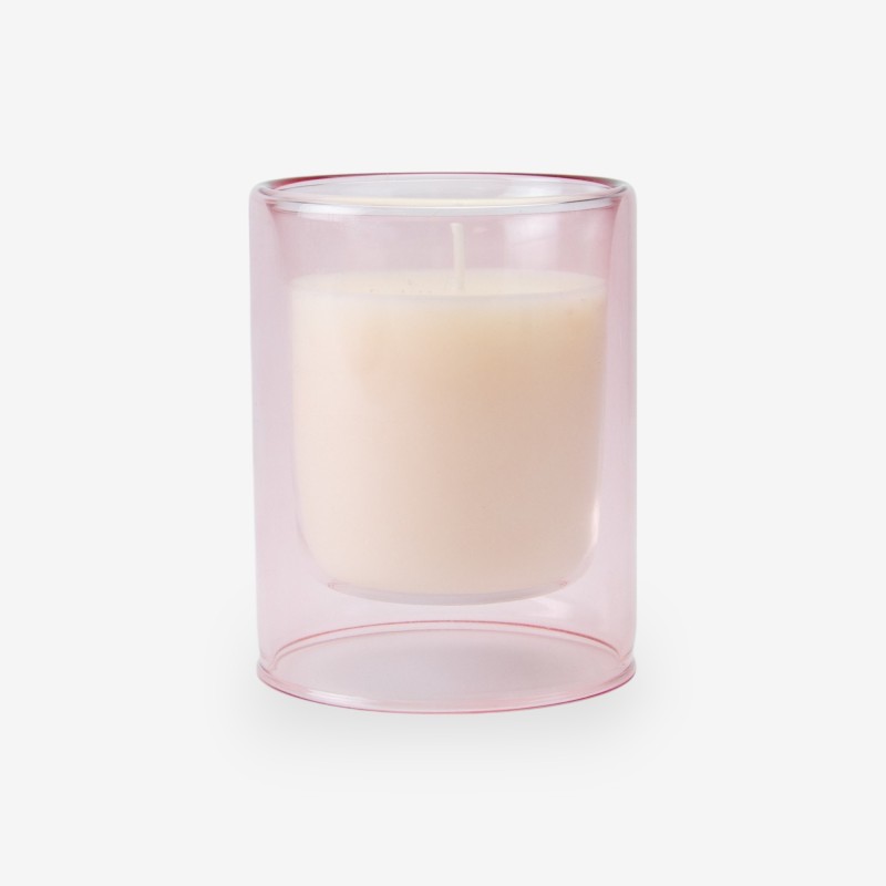dubbelwandig glas met kaars - blush