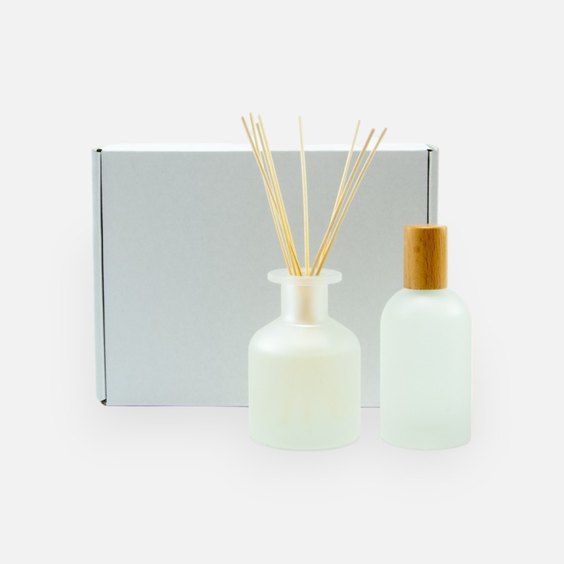 Luxegiftbox diffuser & roomspray gevuld - frosted wit